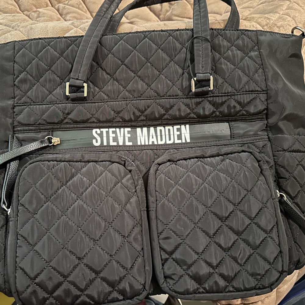 Steve Madden Quilted Black Duffel Bag B-141